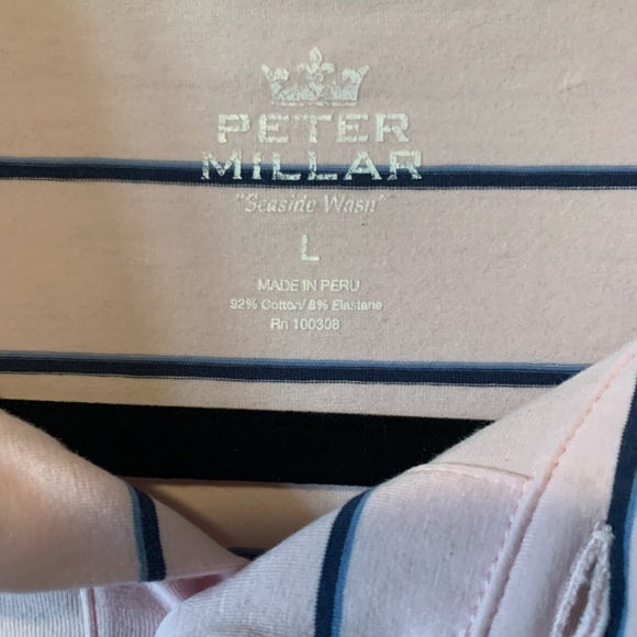 Peter Millar Seaside Wash Pink Striped Polo Size L Like New - Picture 6 of 10